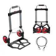 LEADALLWAY 240lbs Capacity Dolly Cart with Rope,Steel Portable Cart Telescoping Handle and Nylon+Rubber Wheels