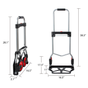 LEADALLWAY 240lbs Capacity Dolly Cart with Rope,Steel Portable Cart Telescoping Handle and Nylon+Rubber Wheels