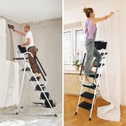 LEADALLWAY 5 Step Ladder with Handrails (Include Tool Tray+Bag) 330lbs Capacity