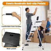 LEADALLWAY 5 Step Ladder with Handrails (Include Tool Tray+Bag) 330lbs Capacity