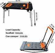 LEADALLWAY 7-in-1 Workbench Folding with Power Outlet and 33FT Long Power Cord Painted Work Table as Workbench, Scaffold,Platform,Sawhorse,Car Creeper and Hand Truck with 4 Wheels