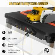 LEADALLWAY 7-in-1 Workbench Folding with Power Outlet and 33FT Long Power Cord Painted Work Table as Workbench, Scaffold,Platform,Sawhorse,Car Creeper and Hand Truck with 4 Wheels