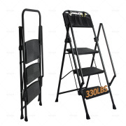 LEADALLWAY 3 Step Ladder with Handrails Lightweight Folding Step Stool with Detachable Tool Bag for Home, Office, Kitchen and Garage,330lbs Capacity