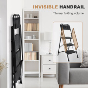LEADALLWAY 3 Step Ladder with Handrails Lightweight Folding Step Stool with Detachable Tool Bag for Home, Office, Kitchen and Garage,330lbs Capacity
