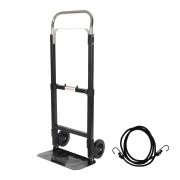 LEADALLWAY Foldable Hand Truck 220lbs Capacity, Heavy Duty Steel Collapsible Utility Cart with TPR Wheels & Free Bungee Cord, Portable Dolly for Home/Office/Warehouse