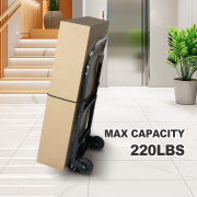 LEADALLWAY Foldable Hand Truck 220lbs Capacity, Heavy Duty Steel Collapsible Utility Cart with TPR Wheels & Free Bungee Cord, Portable Dolly for Home/Office/Warehouse