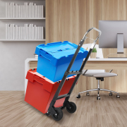 LEADALLWAY Foldable Hand Truck 220lbs Capacity, Heavy Duty Steel Collapsible Utility Cart with TPR Wheels & Free Bungee Cord, Portable Dolly for Home/Office/Warehouse