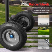 LEADALLWAY Double Handle Heavy Duty Large Hand Truck with 12.2"x11.4" Load Base,Side Panels 8" Pneumatic Rubber Wheels 440 lbs Capacity, Black & Red