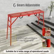 LEADALLWAY Scaffolding Platform 70(L) x15(W) x33(H) 770 Lbs Capacity Folding Adjustable Portable Work Platform Ladder,Red