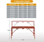 LEADALLWAY Scaffolding Platform 70(L) x15(W) x33(H) 770 Lbs Capacity Folding Adjustable Portable Work Platform Ladder,Red