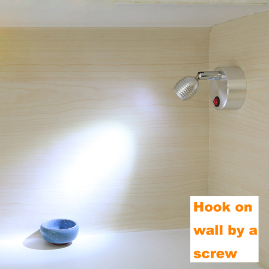 3W LED Desk Portable Light Wireless Battery-Powered Lamp Button Cabinet Showcase Style # G02030