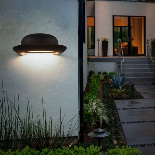 Indoor/Outdoor 12W LED Wall Sconce Light Fixture Hat Shape Lamp Waterproof Aisle Style # C03122