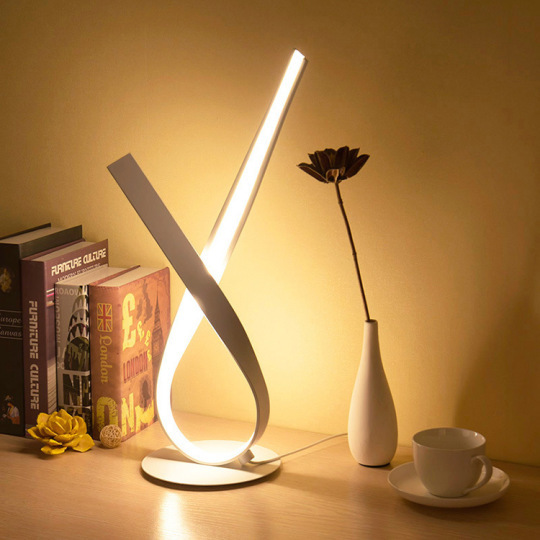 Dimming 12W LED Desk Lamp Bedside Light on/off Switch Plug Bedroom Warm White Style # G07008