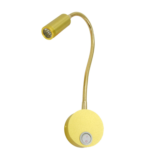 3W LED Wall Sconce Light Hotel Bedside Lamp Fixture Button Golden Hotel Style # G01105