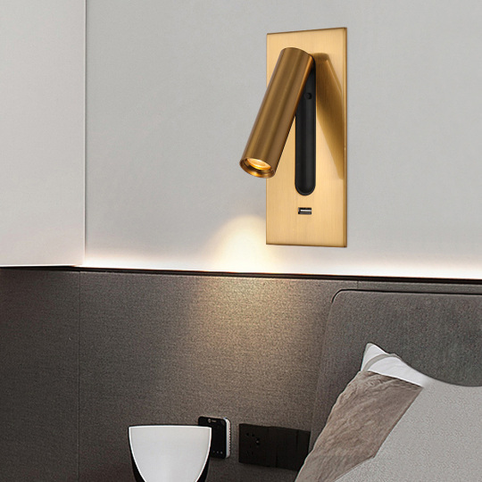 3W LED Bedside Reading Wall Lamp Headboard Reading Light USB Fast Charging # D22039