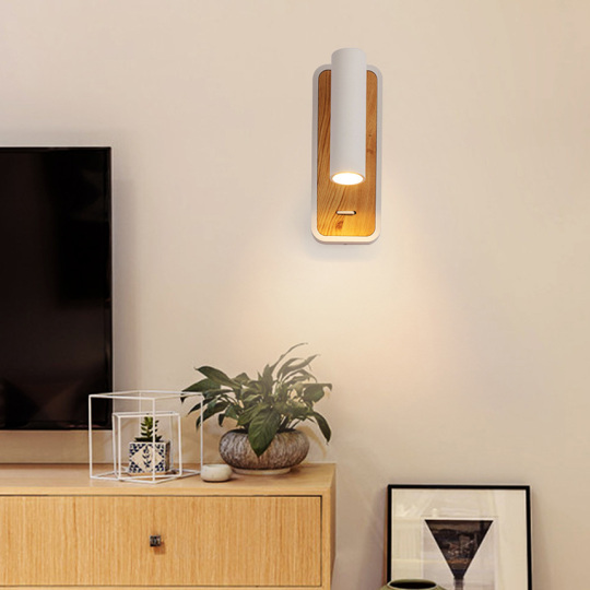 3W LED Bedroom Reading Lamp Wall Mount Fixture Headboard Light Wood Grain Switch # D22040
