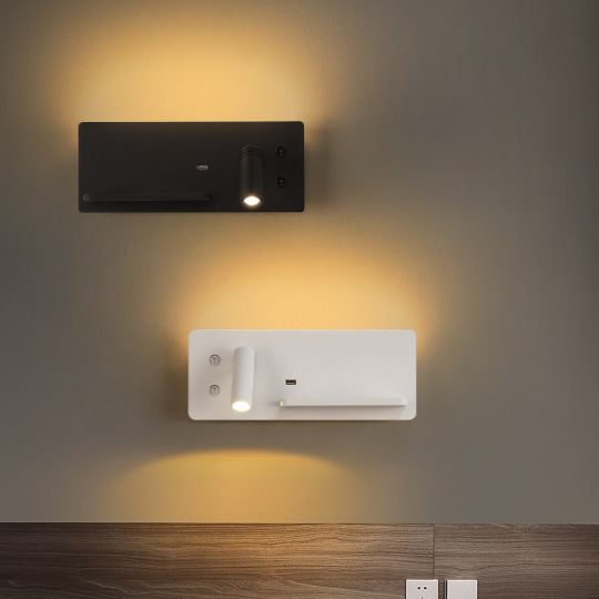 6W Wall Lights Fixture LED SMD 2835 + COB Reading Lamp Switch USB Charging Port Style # D22036