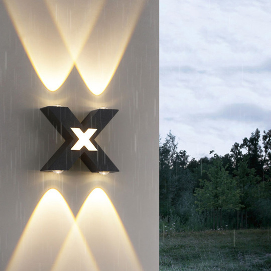 Outdoor/Indoor 7W LED Wall Lamp Up Down Waterproof Light Fixture X Shape Garden Style # C03164
