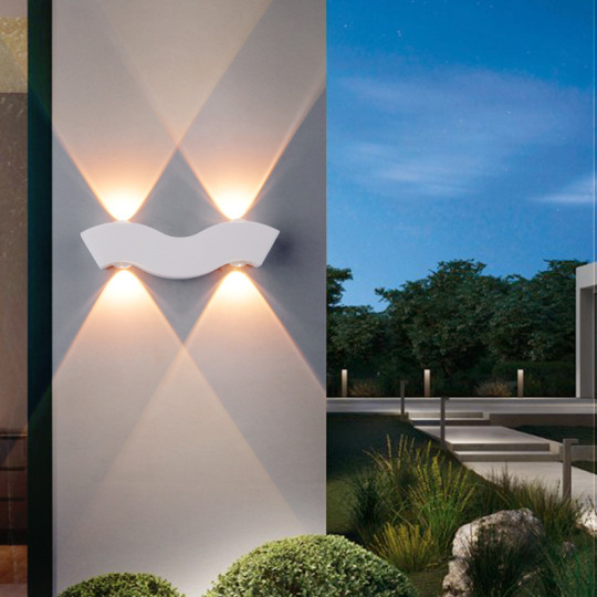 4W LED Outdoor Wall light Indoor Up Down Waterproof Lamp Fixture Wave Shape Gate Style # C03166