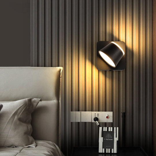 8W LED Bedside Lamp Rotatable Wall Mounted Reading Light Fixture Switch Bedroom # D22044