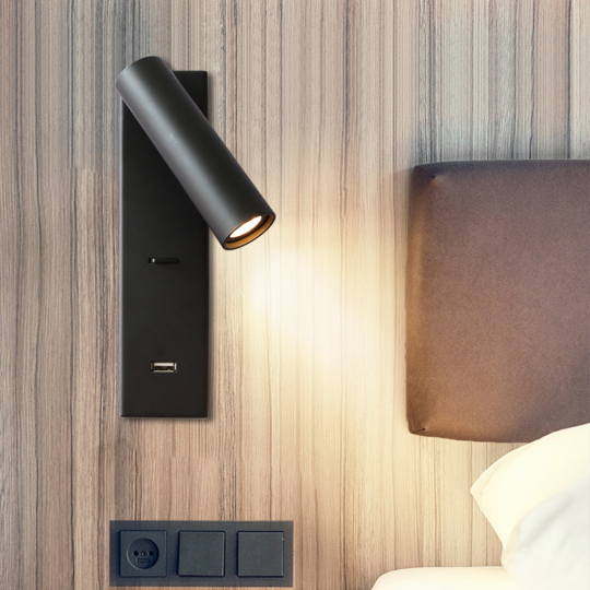 3W LED Bedside Reading Light Fixture Wall Sconce Lamp USB Charging Port Switch Bedroom # D22047