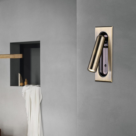 LED 3W Bedside Lamp Rotatable Wall Lamp Fixture On/Off Switch Bronze # D22048