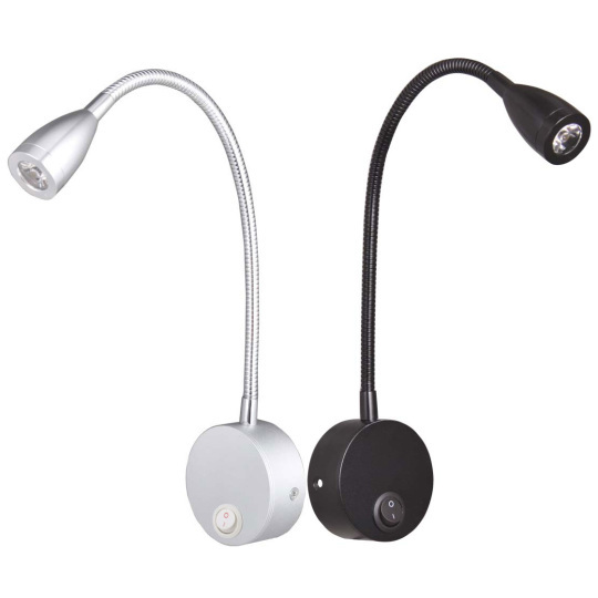 Flexible Pipe 3W LED Wall Mounted Light Bedside Lamp Fixture Switch Spotlight Style # G01109