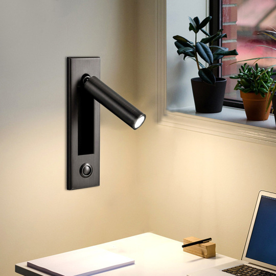 3W LED Wall Sconce Light Bedside Reading Lamp Fixture ON/OFF Switch Bedroom #G01086