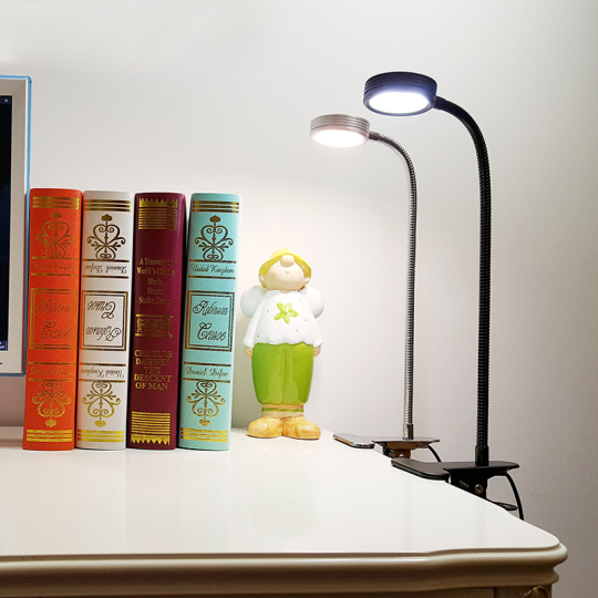 5W LED Reading Light Clamp Clip Lamp Stepless Dimming On/Off Switch Plug-in USB Style # G06002
