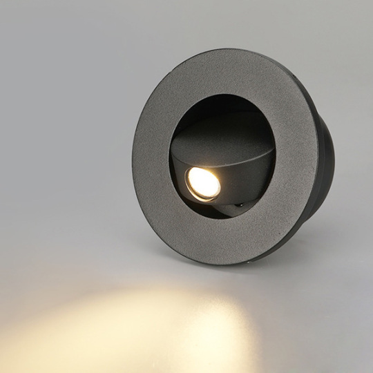3W LED Bedside Wall Lamp Fixture Adjustable Recessed Light Switch Circle Black Style # D22013