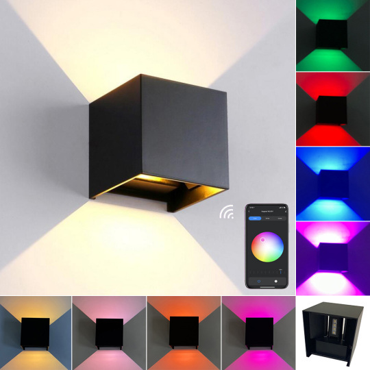 9W LED Smart Outdoor/Indoor Wall Lamp RGBW Color Change APP Control Stepless Dimmable Light Style # C03179