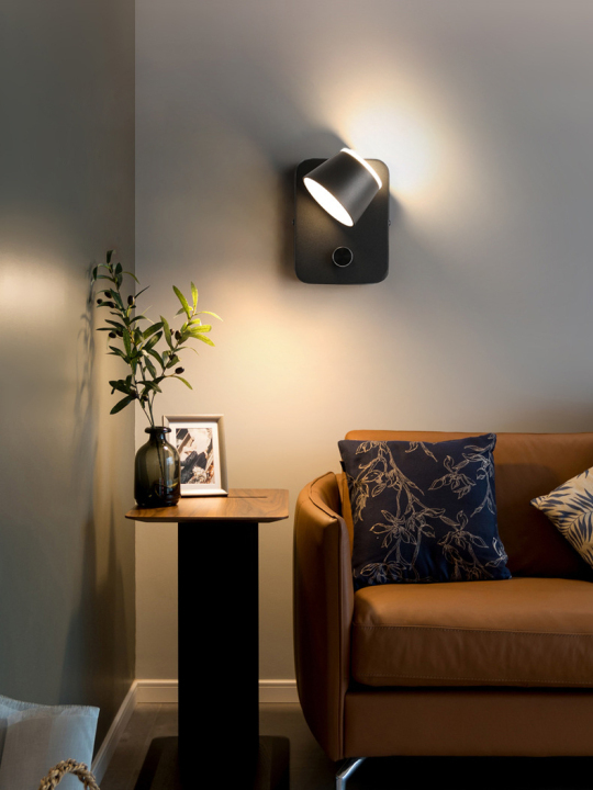 Dimmable 12W LED Headboard Reading Lamp Fixture Rotate Night Wall Light Switch # D22066