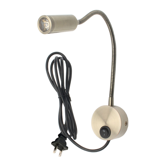 Gooseneck 3W LED Wall Lamp Bedside Reading Light Fixture Picture Spotlight Switch Plug-in Style # G01110