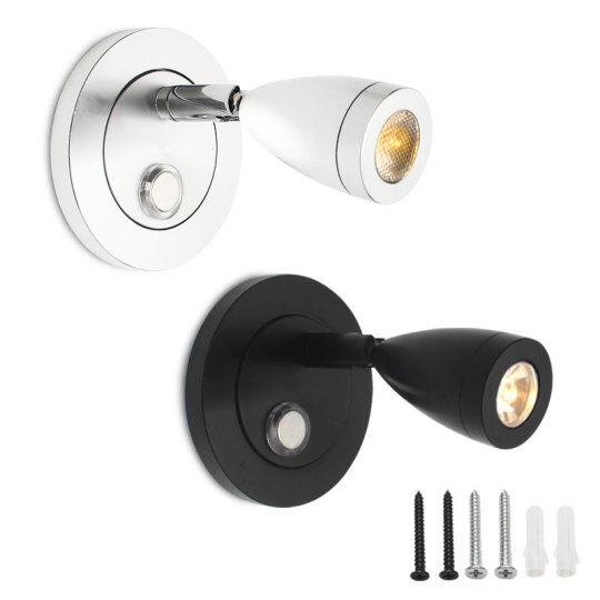 3W LED Touch Tri-Color Dimming Reading Light Yacht Bedside Wall Lamp DC 12V/24V Style # G01118