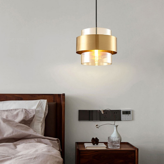 7W LED Bedside Pendant Light Hanging Ceiling Lamp Fixture Glass Lampshade E26/E27 Bulb Style # H001011