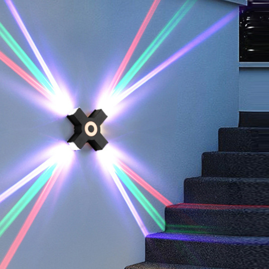 LED Outdoor Star Wall Light Building Exterior Lamp Fixture Triple Beam Lighting Style # C03207