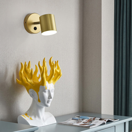 6W COB LED Bedside Wall Light Fixture Tri-Color Preseted Rocker Switch Rotating Lamp Head Style # D22092