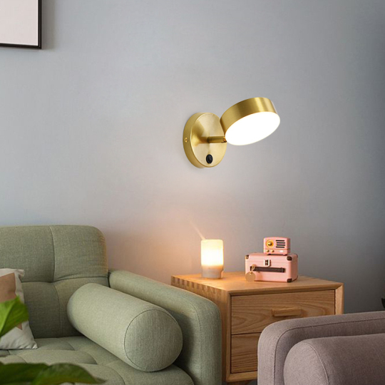 6W COB LED Wall Sconce Lamp Fixture Rotatable Bedside Light Switch Tri-Color Preseted Style # D22093