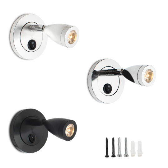 DC 12V 24V 3W LED RV Reading Lamp Yacht Bedside Light Cabinet Spotlight Switch Style # G01127