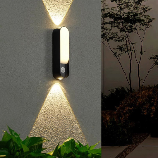 12W LED Outdoor Up Down Wall Light Motion Sensor Garden Waterproof Lamp Fixture Style # C03217