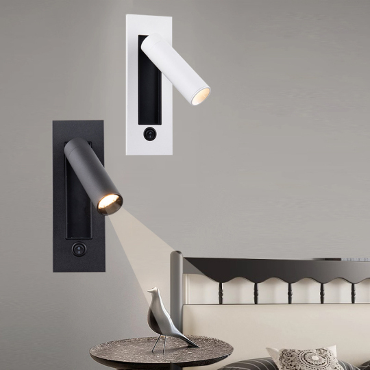 3W COB LED Flush Mount Wall Light High CRI Rotatable Bedside Reading Lamp Fixture with Switch Style # D22113