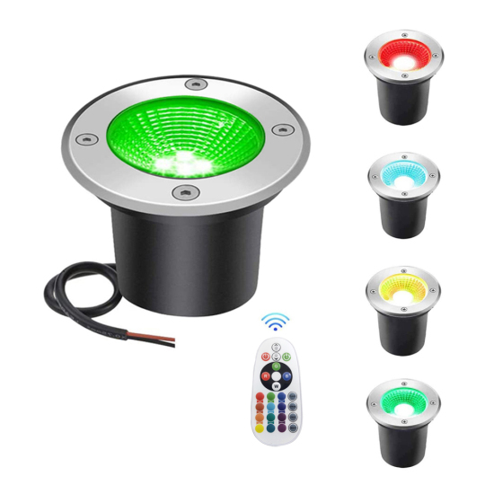 6W COB LED Outdoor Underground Light RGBW Color Change Remote Control Lawn Lamp Style # C0422