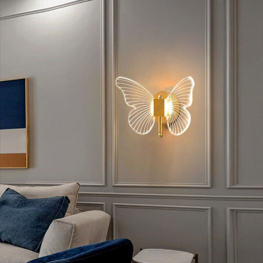 10W LED Crystal Butterfly Wall Light Fixture Acrylic Ceiling Lamp Triple Color Style # D21009