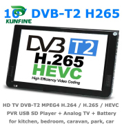 KUNFINE 10INCH DVB-T2 H265 HEVC AC3 decoder portable TV PVR multimedia player simulation kitchen bedroom car DVB-T26510