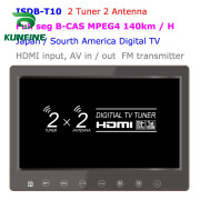 KUNFINE 2 Tuners 2 Antennas 10.1 Inch Full Segment Digital TV Receiver For Japan