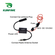 12V 24V Universal Metal Auto Car Radio FM Antenna Signal Booster Amp Amplifier for Marine Car Vehicle Signal Antenna Enhance