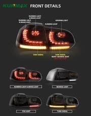 Pair Of Car Tail Light Assembly For VW golf6 mk6 R20 2008-2013 Flowing Water Flicker Turning Signal Light golf 6 taillight lamp