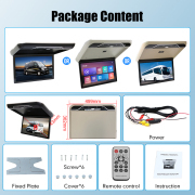 19 Inch Car Roof Monitor TV Flip Down 1080P Video HD IPS Touch Screen With 16-color Ambient Light USB TF HDMI FM Bluetooth Andro