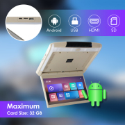 12.5 Inch Car Roof Monitor TV Flip Down 1080P Video HD IPS Screen With Blue Ambient Light SD HDMI FM Android 10