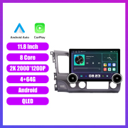 11.8 Inch 2K Double Knobs 2 Din Car Radio For Honda Civic 2004-2011 Car Radio DVD Multimedia Video Player Android Auto Carplay